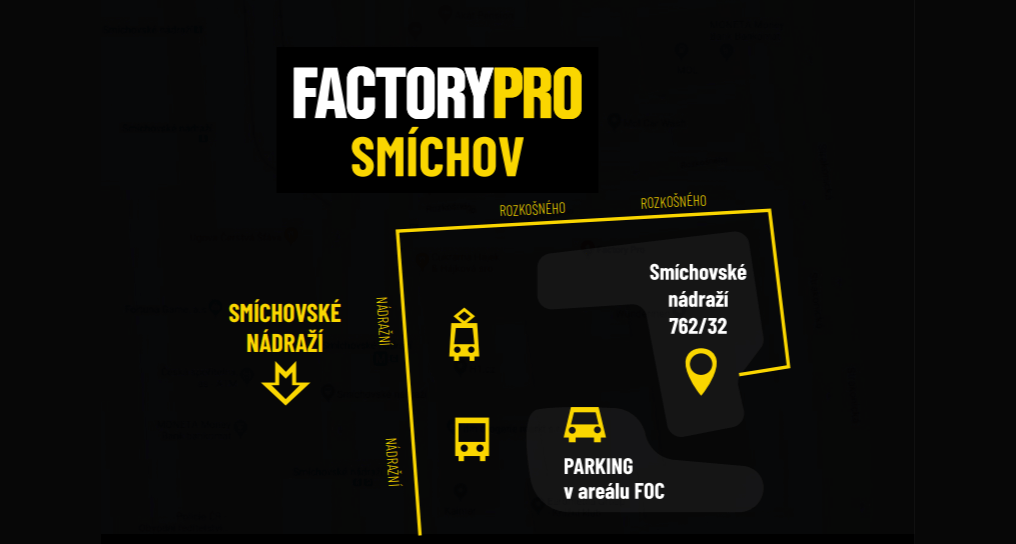 Mapa Factory Pro Smíchovské nádraží